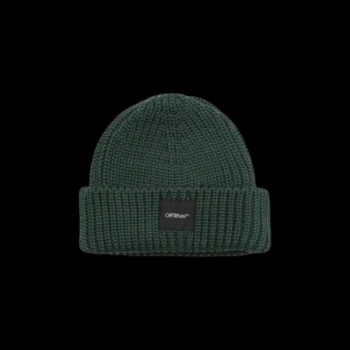 Off-White Ribbed Beanie 'Dark Green'