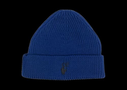 OFF-WHITE Hand Off Ribbed Knit Wool Beanie Blue/Black
