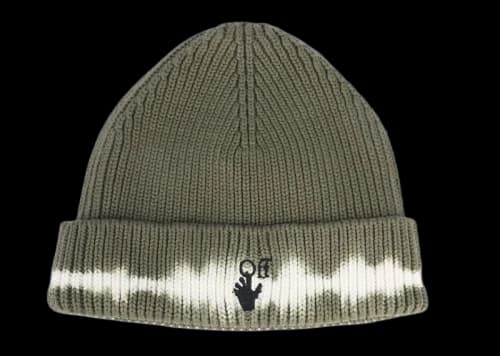 OFF-WHITE Embroidered Hands Off Logo Beanie Khaki White
