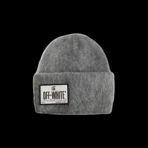 Off-White Wave Tag Mohair Beanie 'Melange Grey'