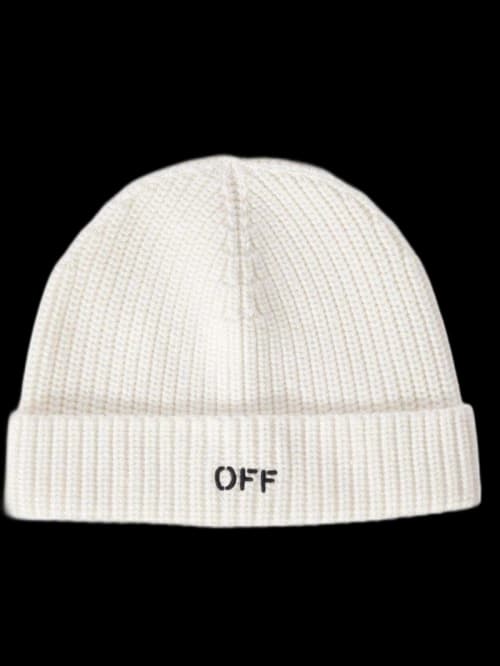Off-White Embroidered-Logo Wool Beanie White/Black