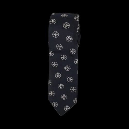 Off-White Silk Logo Print Neck Tie 'Navy Blue'