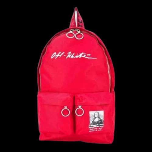 Off-White Printing logo Printing Backpack Red