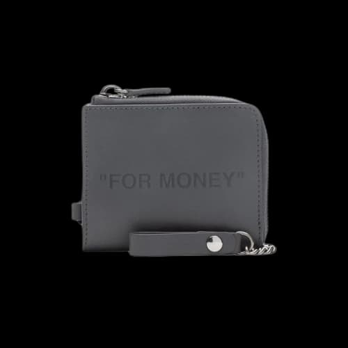 Off-White Debossed Quote Chain Wallet 'Grey'