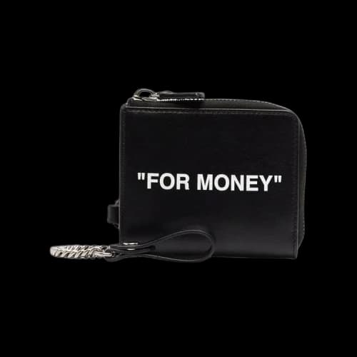 Off-White Calf Skin Quote Chain Wallet 'Black/White'