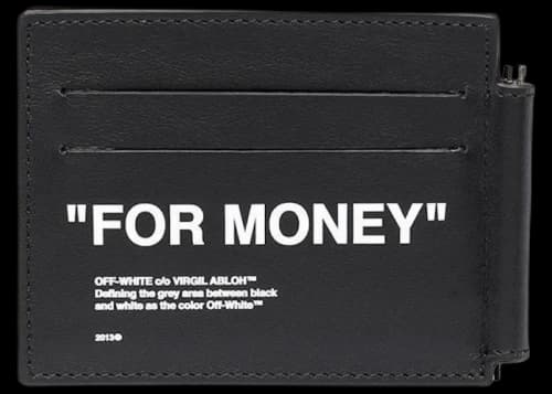 OFF-WHITE "FOR MONEY" Bill Clip Wallet Black