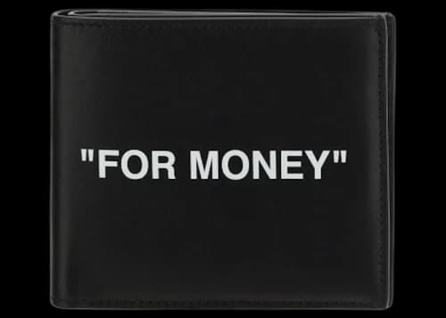 OFF-WHITE "FOR MONEY" Printed Bi-Fold Wallet (8 Card Slots) Black