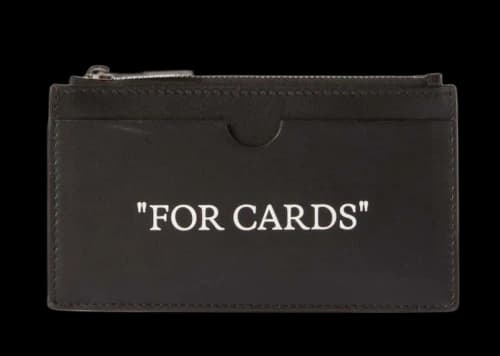 Off-White Quote-Print Leather Cardholder Black