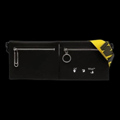 Off-White Printing Series Industrial Style Zipper Messenger Bag Fanny Pack Black
