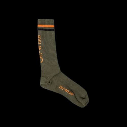 Off-White Stripes Big Logo Long Socks 'Army Green'