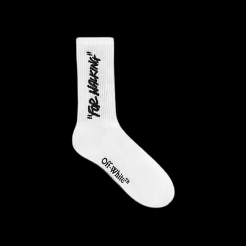 Off-White Quote Mid Calf Knit Socks 'White/Black'
