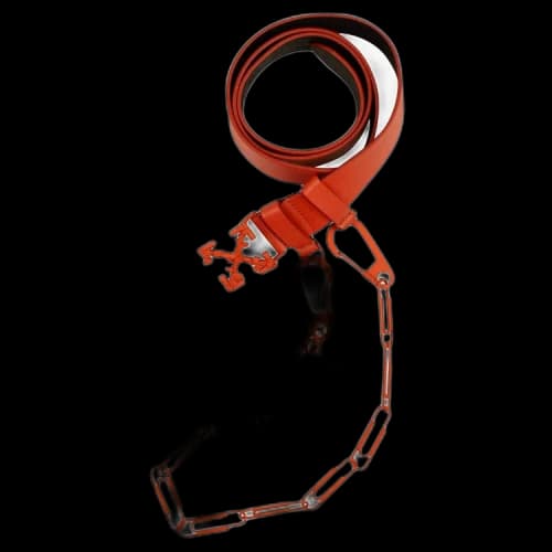 Off-White Leather Paperclip Belt 'Orange'