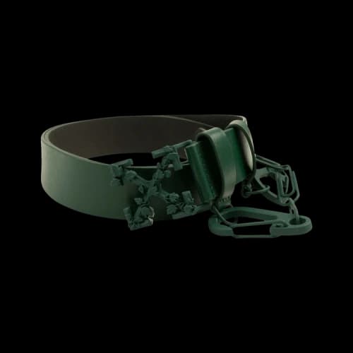 Off-White Leather Chain Belt 'Dark Green'