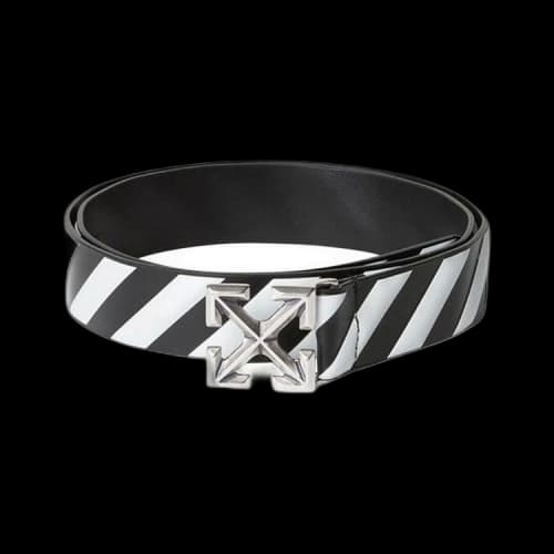 Off-White Diagnoal Arrow Leather Belt 'Black/White'