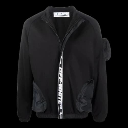 Off-White FW22 Solid Color Logo Webbing Zipper Jacket Black