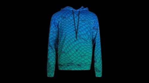 OFF-WHITE All-Over Peacock Hoodie Blue