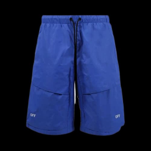 Off-White FW22 Logo Diagonal Stripes Printing Drawstring Lacing Casual Shorts Version Blue