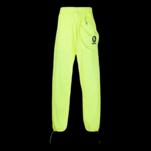 Off-White Casual Zipper Pocket Logo Printing Sports Pants/Trousers/Joggers Loose Fit Green