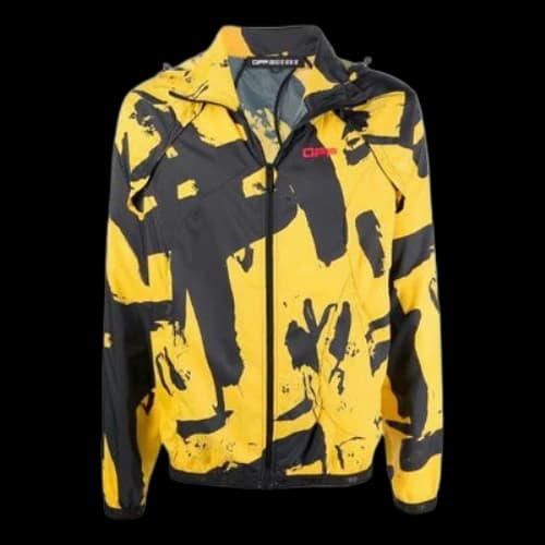 Off-White Graffiti Printing Detachable Sleeve Jacket Version Yellow