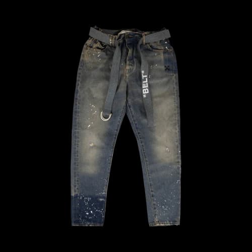 Off-White Belted Distressed Jeans 'Blue'