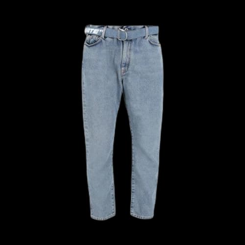 Off-White Belted Straight Leg Jeans 'Light Blue'