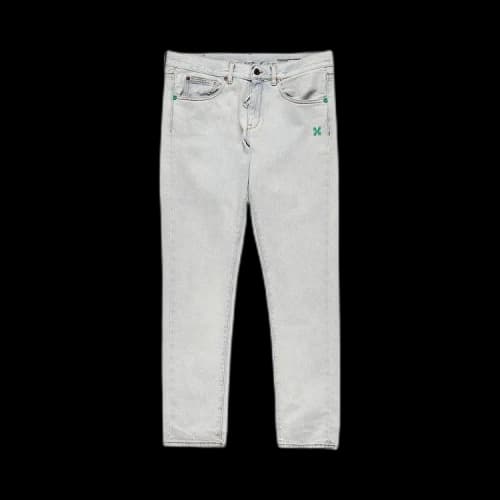 OFF-WHITE Bleached Slim Fit Denim Jeans Bleach/Mint