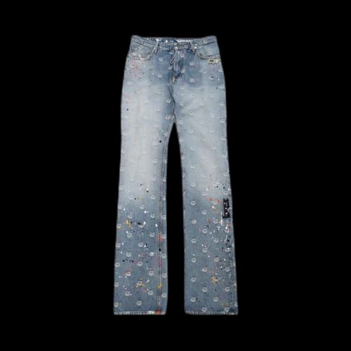 Off-White Apple Paint Skinny Stacked Jeans 'Light Blue'