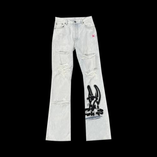 OFF-WHITE x Ev Bravado Distressed Bleach Denim Jeans Bleach/Black