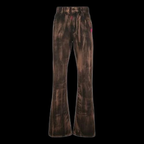 Off-White Printing Pattern Casual Jeans Slim Fit Version Yellow