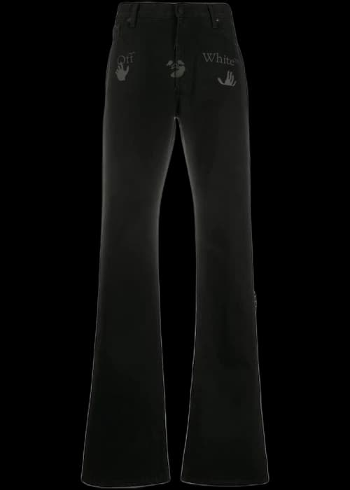 OFF-WHITE Logo Print Straight Leg Jean Black