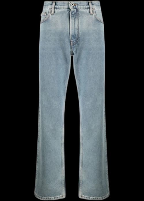 OFF-WHITE Diag Print Straight Leg Jeans Indigo Blue