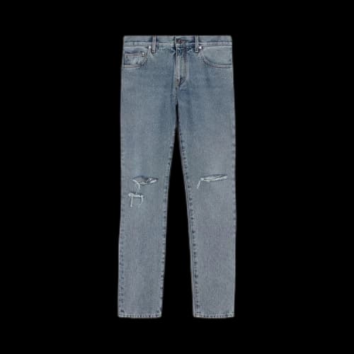 Off-White Diagonal Pocket Distress Skinny Jean 'Bleach'