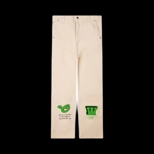 Off-White Straight Leg Varsity Hammer Flare Denim Jeans 'White/Green'