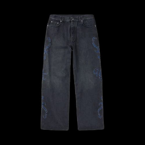 Off-White Natlover Distressed Straight Leg Jeans 'Blue'