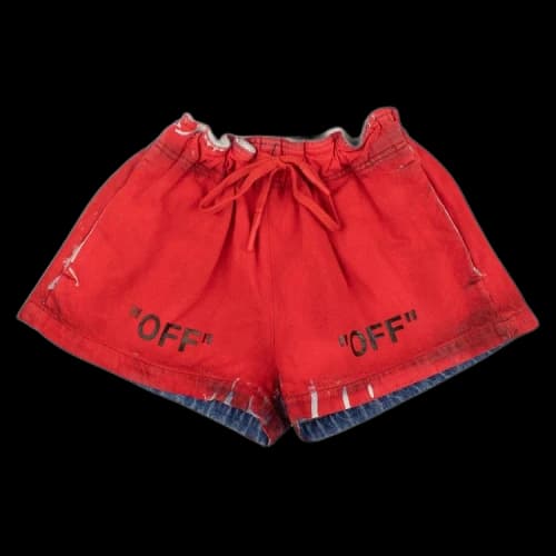 Off-White Denim Shorts 'Red'