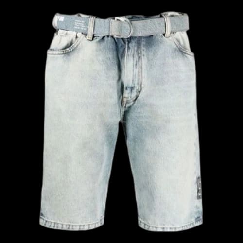 Off-White SS21 Belt Logo Printing Denim Shorts Version Blue