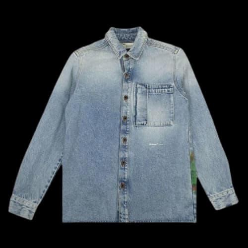 Off-White FW19 Doodle Denim Shirt Men Blue