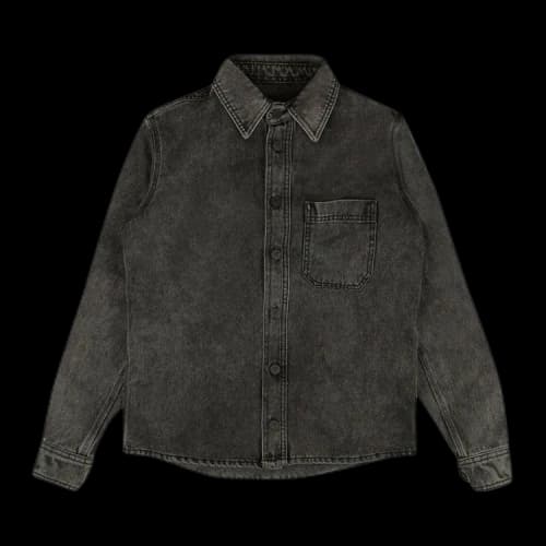 Off-White Logo Printed Long-Sleeve Denim Shirt Men Black