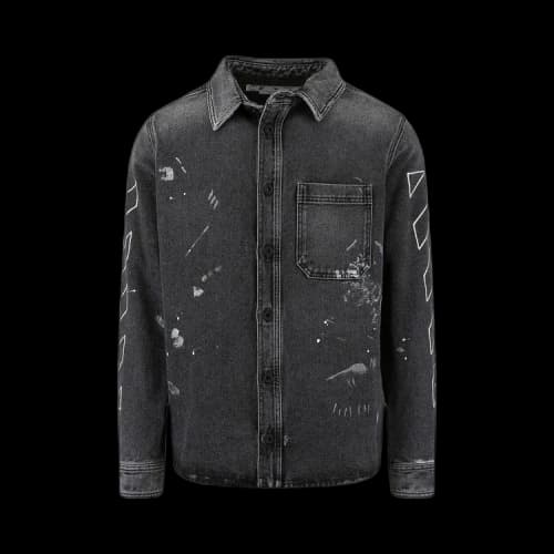 Off-White Diag Stripe Distressed Denim Shirt 'Grey'
