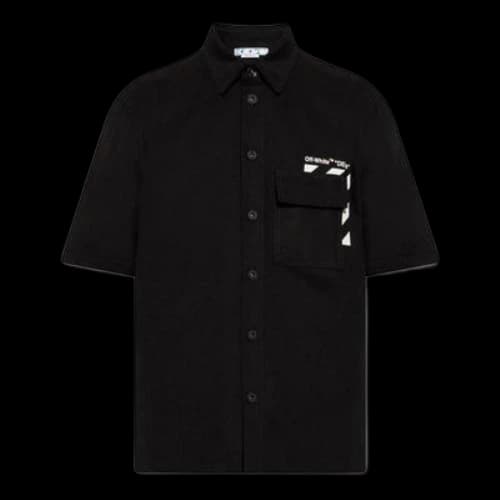 Off-White Solid Color Cotton Printing Short Sleeve Shirt Black