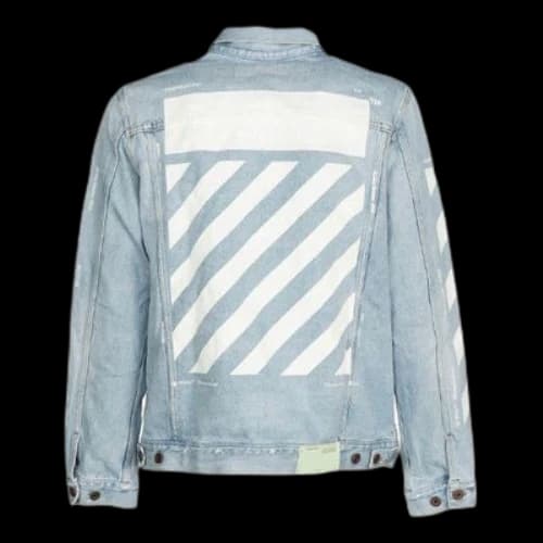 Off-White Stripe Printing Denim Jacket Blue
