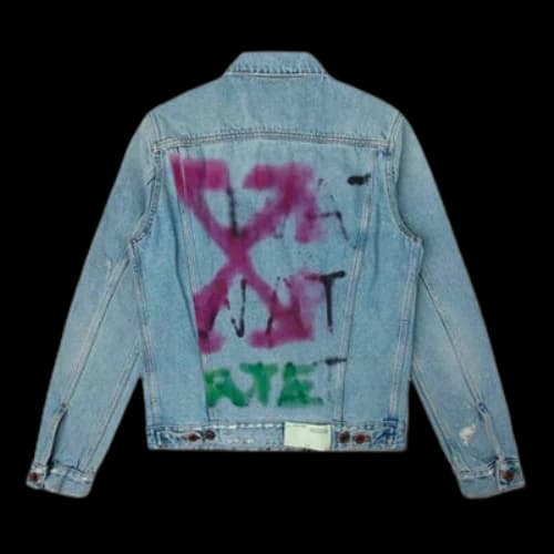 Off-White Spray Paint Graffiti Jacket Men Blue