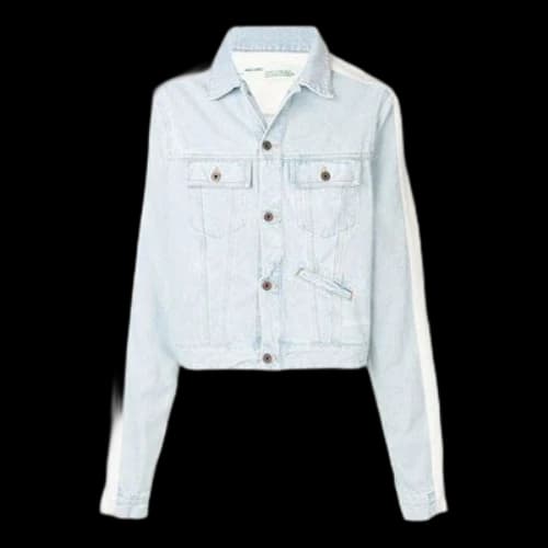 Off-White Splicing Sleeve Denim Jacket Washed White