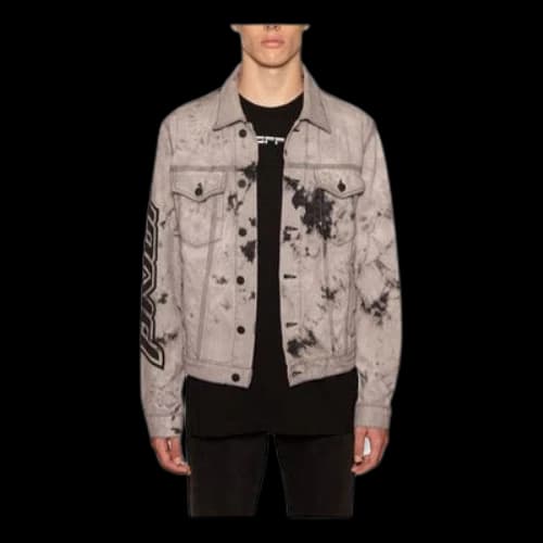 Off-White FW20 Tie-dye Printed Denim Jacket Men Grey