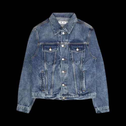Off-White FW20 Printed Denim Jacket Men Navy
