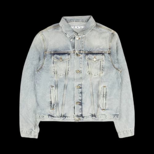 Off-White LogoBleachJean Jacket Men's Light Blue