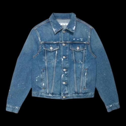 Off-White FW22 Back Print Lapel Long Sleeves Denim Version Blue Jacket
