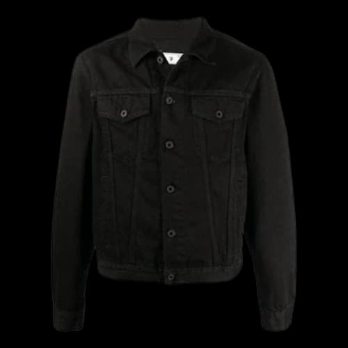 Off-White SS21 Logo Printing Denim Jacket Loose Fit Black