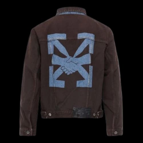 Off-White Arrow-print Denim Jacket Arrow Long-sleeve Jean Jacket Men's Dark Blue