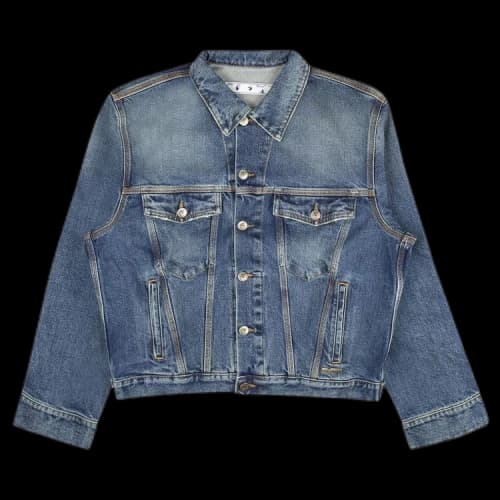 Off-White Pattern Printing Denim Jacket Loose Fit Blue